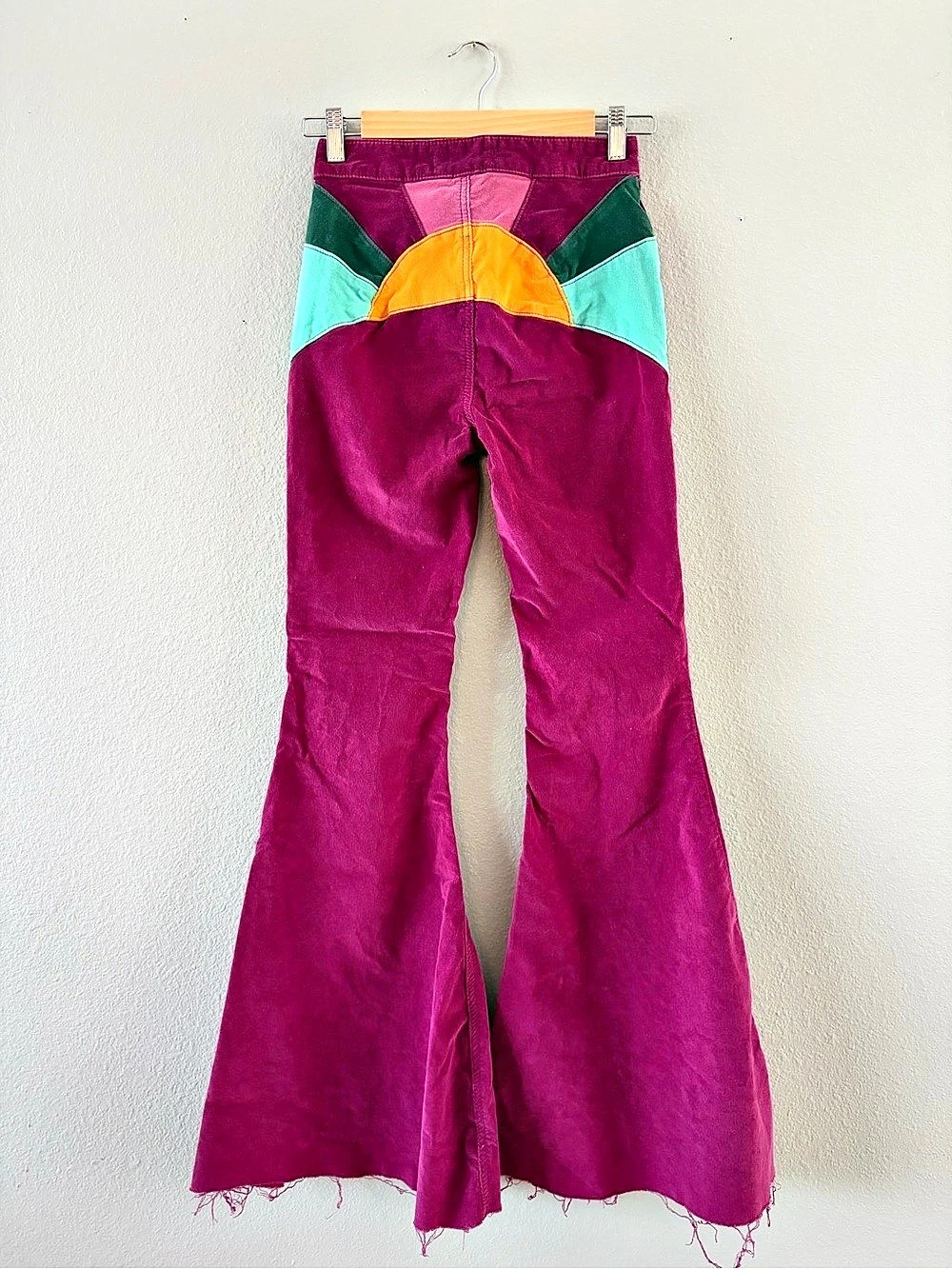 Free People Just Float On Corduroy Flare Pants Pink & Green